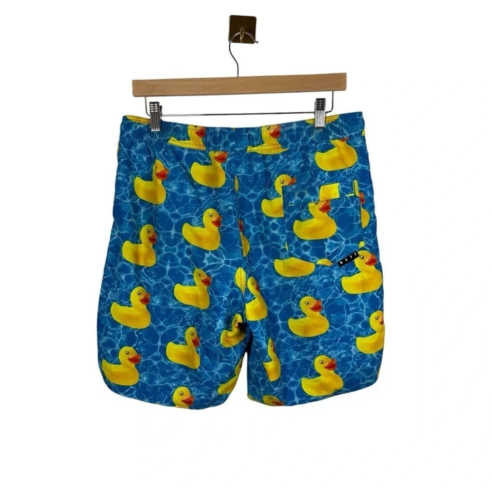 NWOT Neff Men’s Rubber Duckie Swim Trunks in Blue Multi Size M